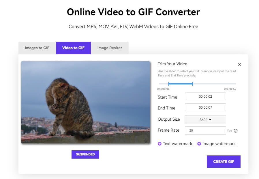 upload video to make gif with Media.io