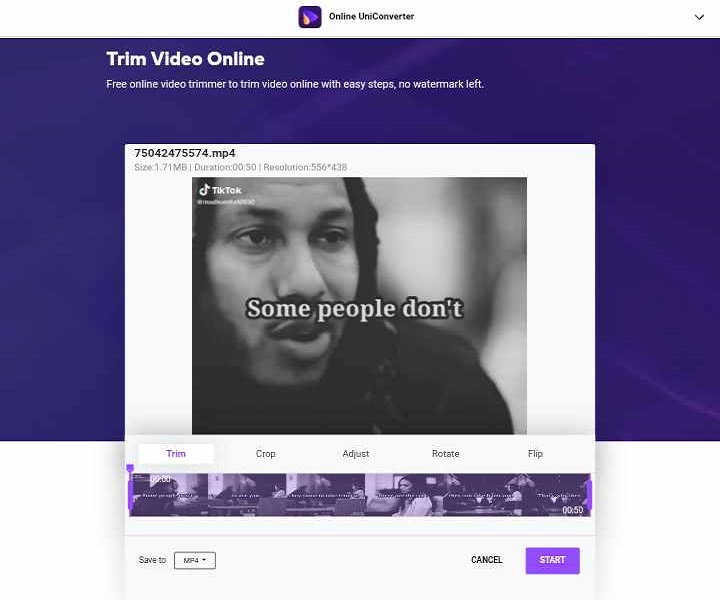 trim video without watermark on media.io video trimmer