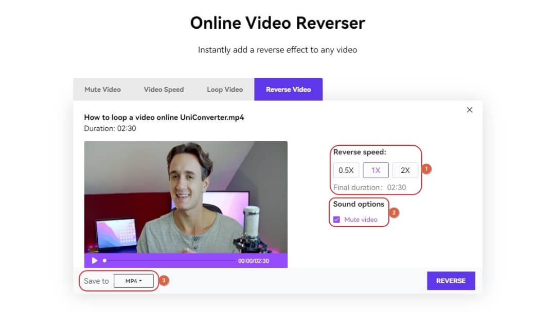 media.io online video reverser: reverse YouTube video online