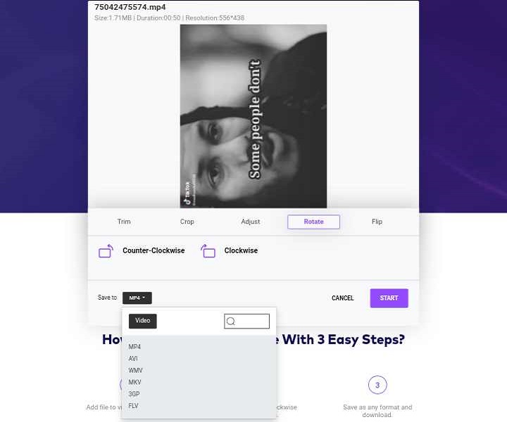 rotate video without watermark using media.io