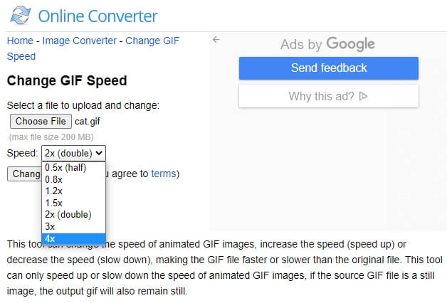 change gif speed in onlineconverter