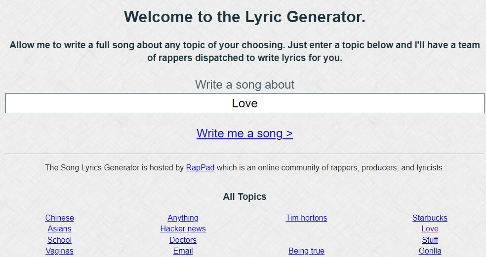 RapPad.co - Online Lyrics Generator