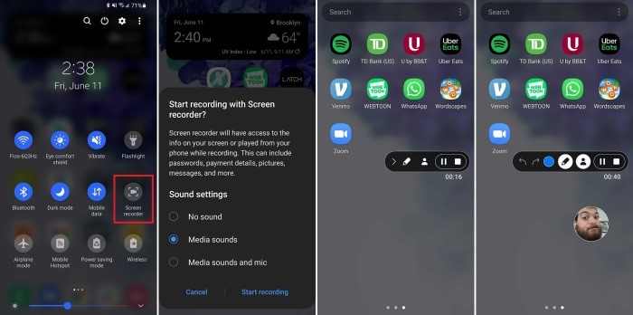screen record tiktok on android with built-in tool