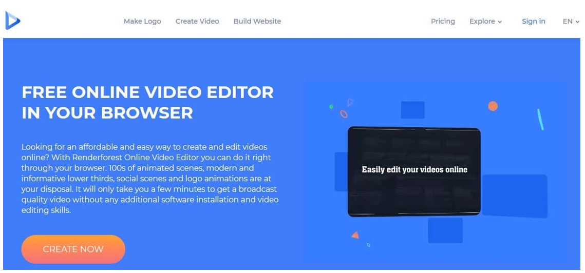 Renderforest é um editor de vídeo online