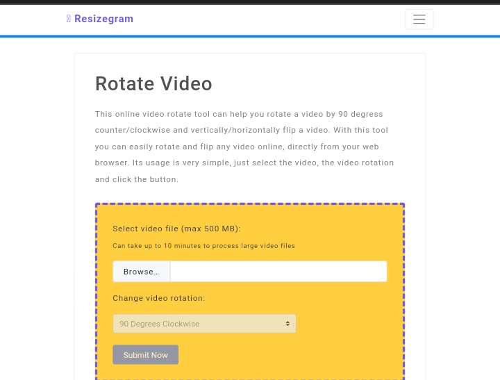 resizegram online video rotator app without watermark
