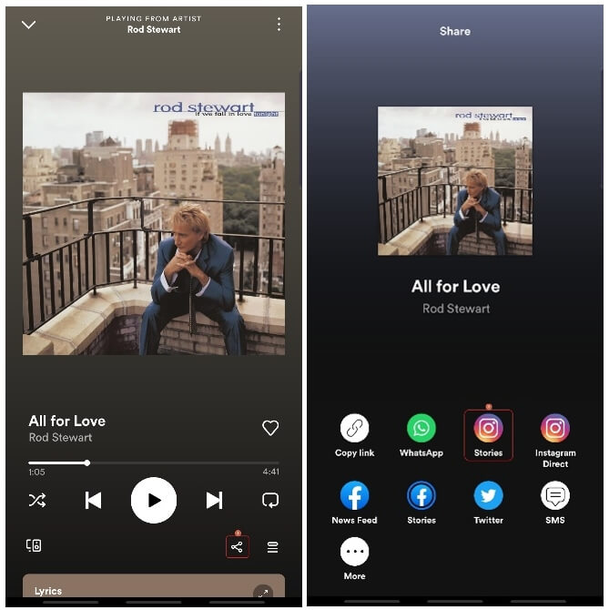 Add Music to Instagram through Spotify Music