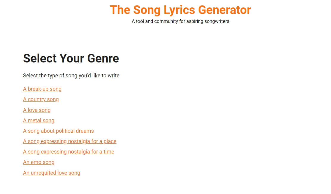 Song lyrics generator - Online Lyrics Generator