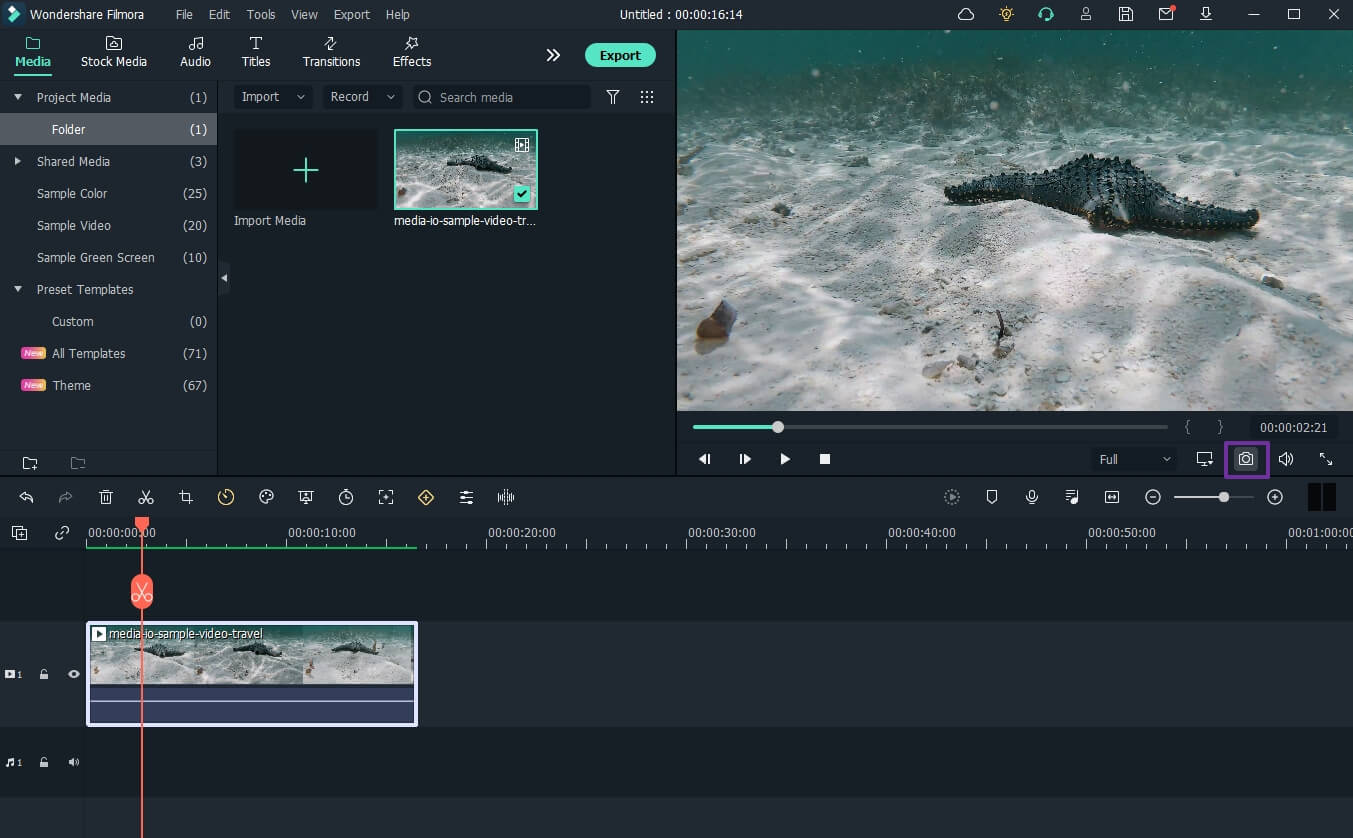 take high quality screenshot in Filmora video editor