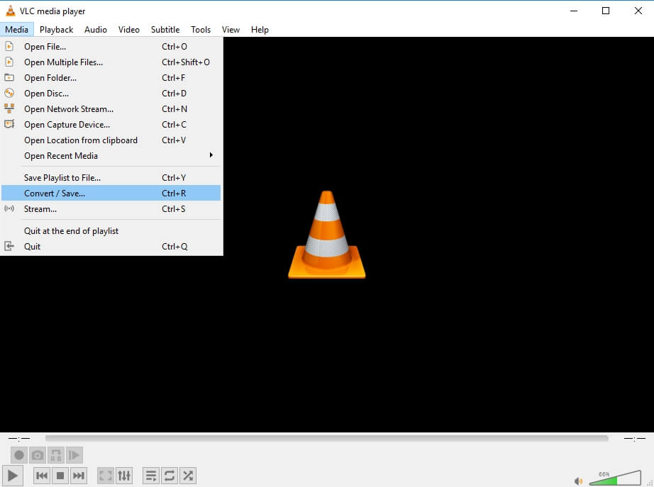 extract audio from vlc - convert & save menu
