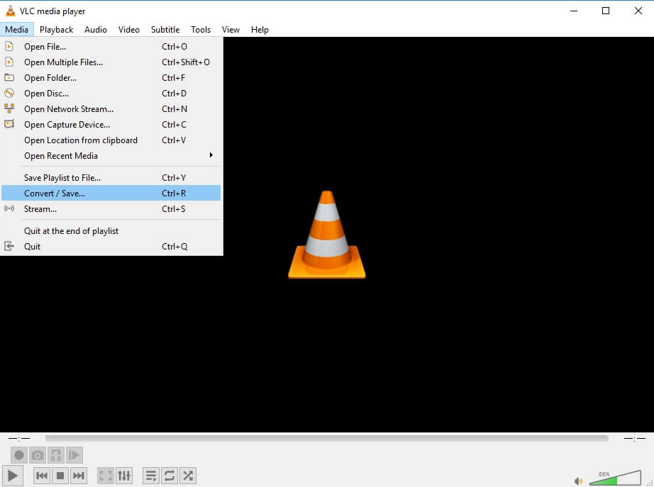 extrae audio con vlc - conviertir & guardar menú