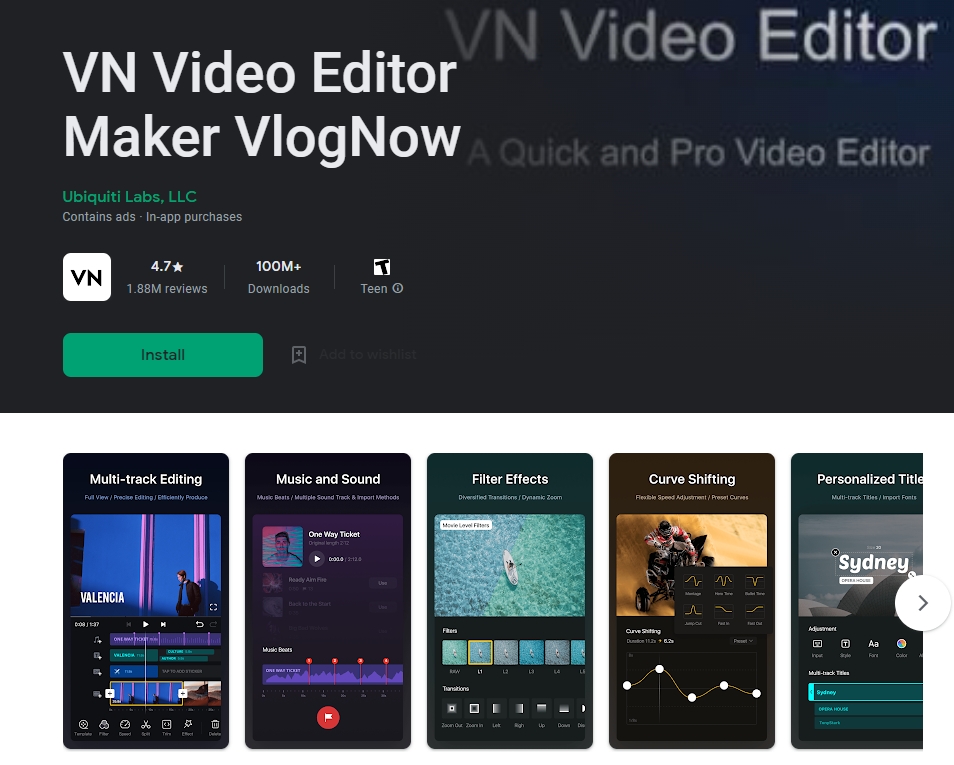 App video di editing senza filigrana per l'editor video Android-VN