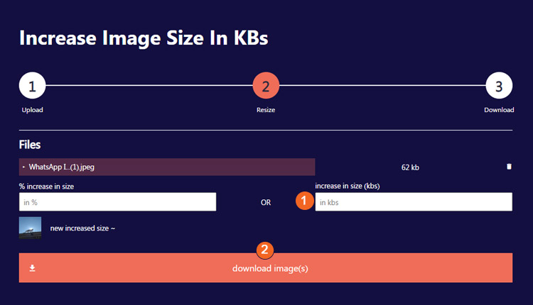 set the size in kb then download image