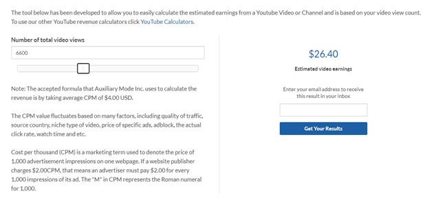 Money Calculator - Estimated revenue by views