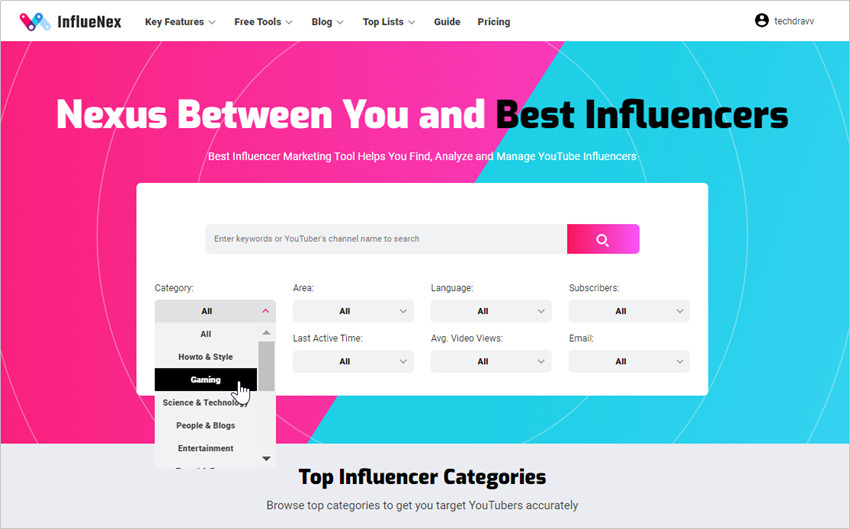 How to Contact Gaming Influencers - Use the Search Tool