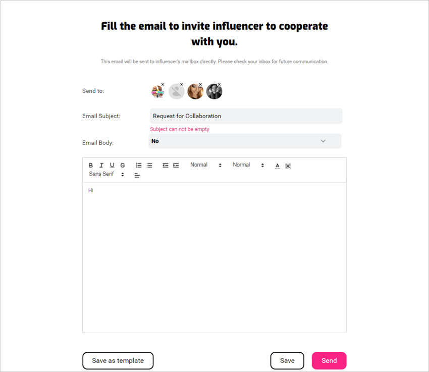 How to Request for Collaboration in Email  - Contact Multiple Influencers in Batch
