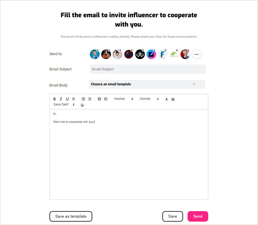 Most Helpful Social Media Collaboration Email Templates - Contact Multiple Influencers at one time
