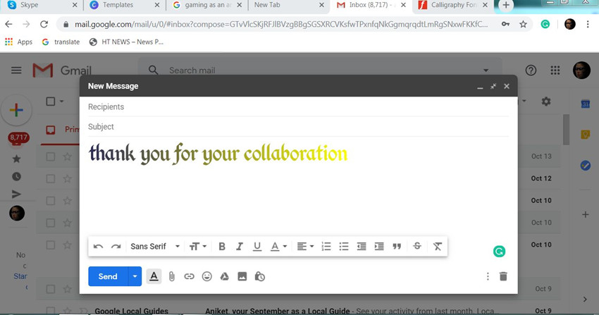 How to Write Thank You Collaboration Email to Influencers - Photo stock and calligraphy email sample