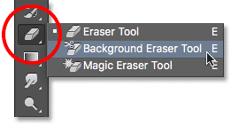 selecting background eraser tool