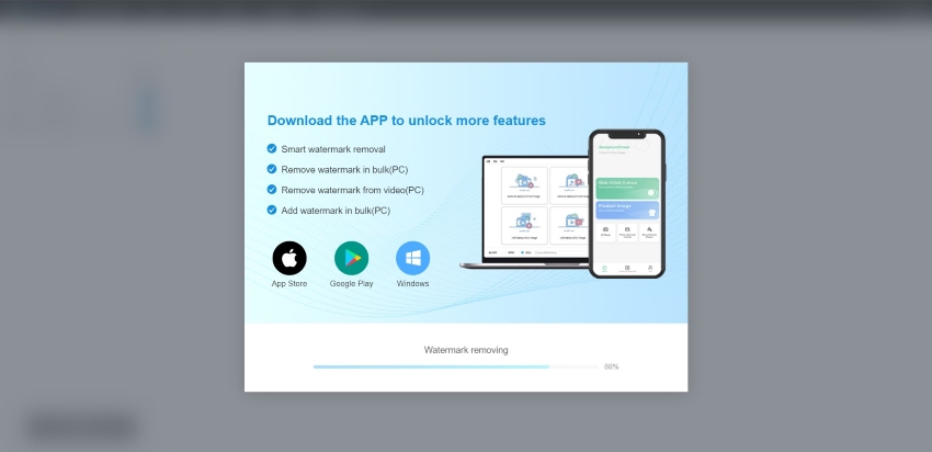 Interface d'objet de suppression de traitement d'apowersoft