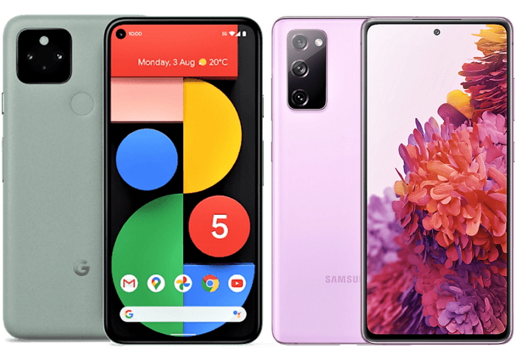 google-pixel-5-samsung-s20-display