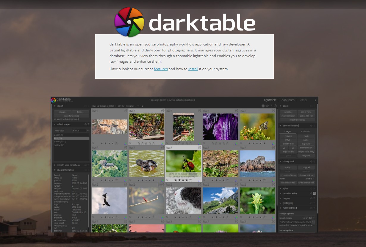 darktable 사진 인핸서