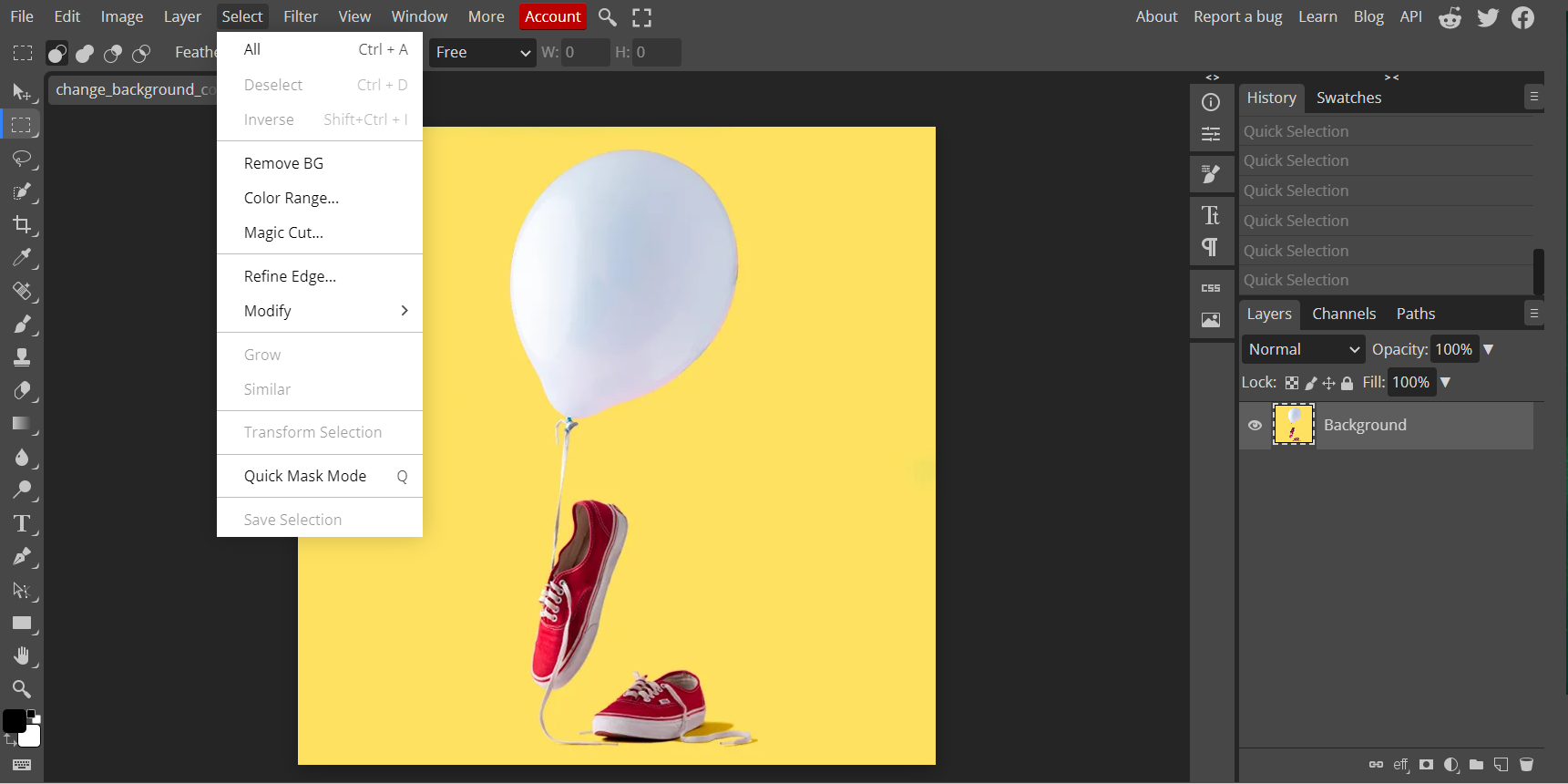 Photopea online image editor is a free Photoshop clone with