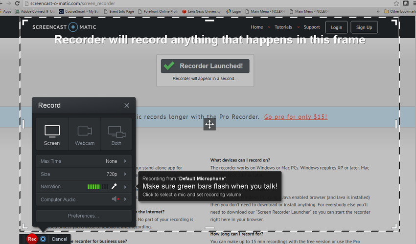Firefox Record Screen-Screencast O Matic