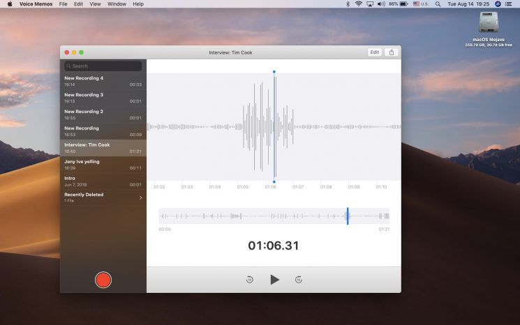 Start to Record on Mac with Voice Memos