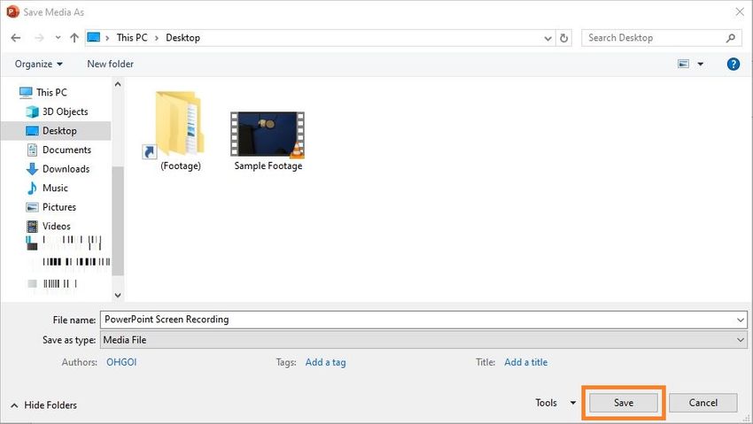 Save the Recorded Video in Powerpoint