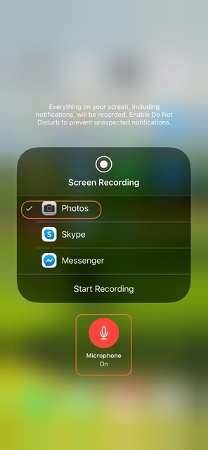 Turn on Microphone and Photos Option While Recording