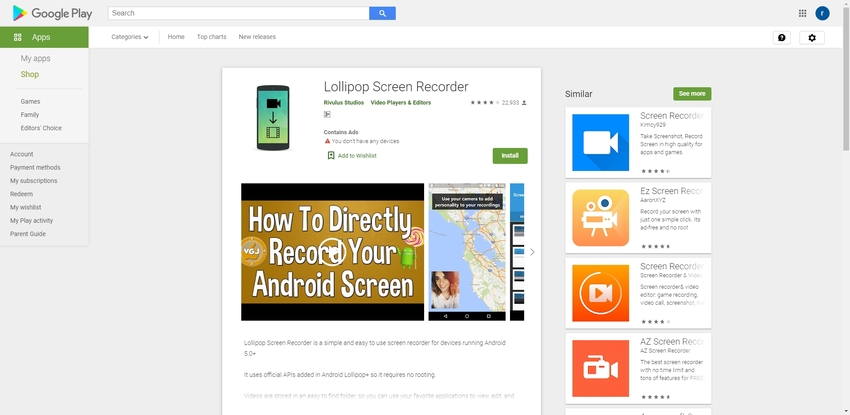 Video Recorder for Android-Lollipop Screen Recorder