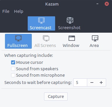Screen Recorder Linux-Kazam Screencaster
