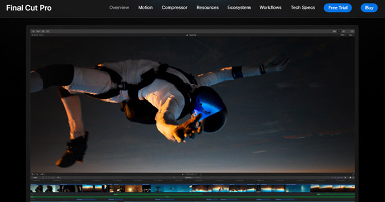 interfaccia dell'editor video di Final Cut Pro