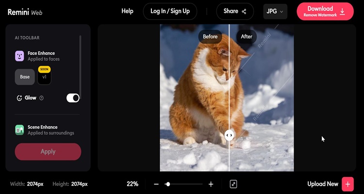 améliorer la qualité de l'image avec remini step 3