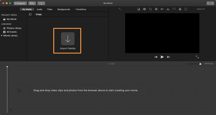 remove audio from video on mac with imovie step 2