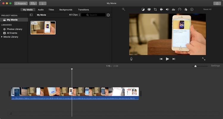 remove audio from video on mac with imovie step 3