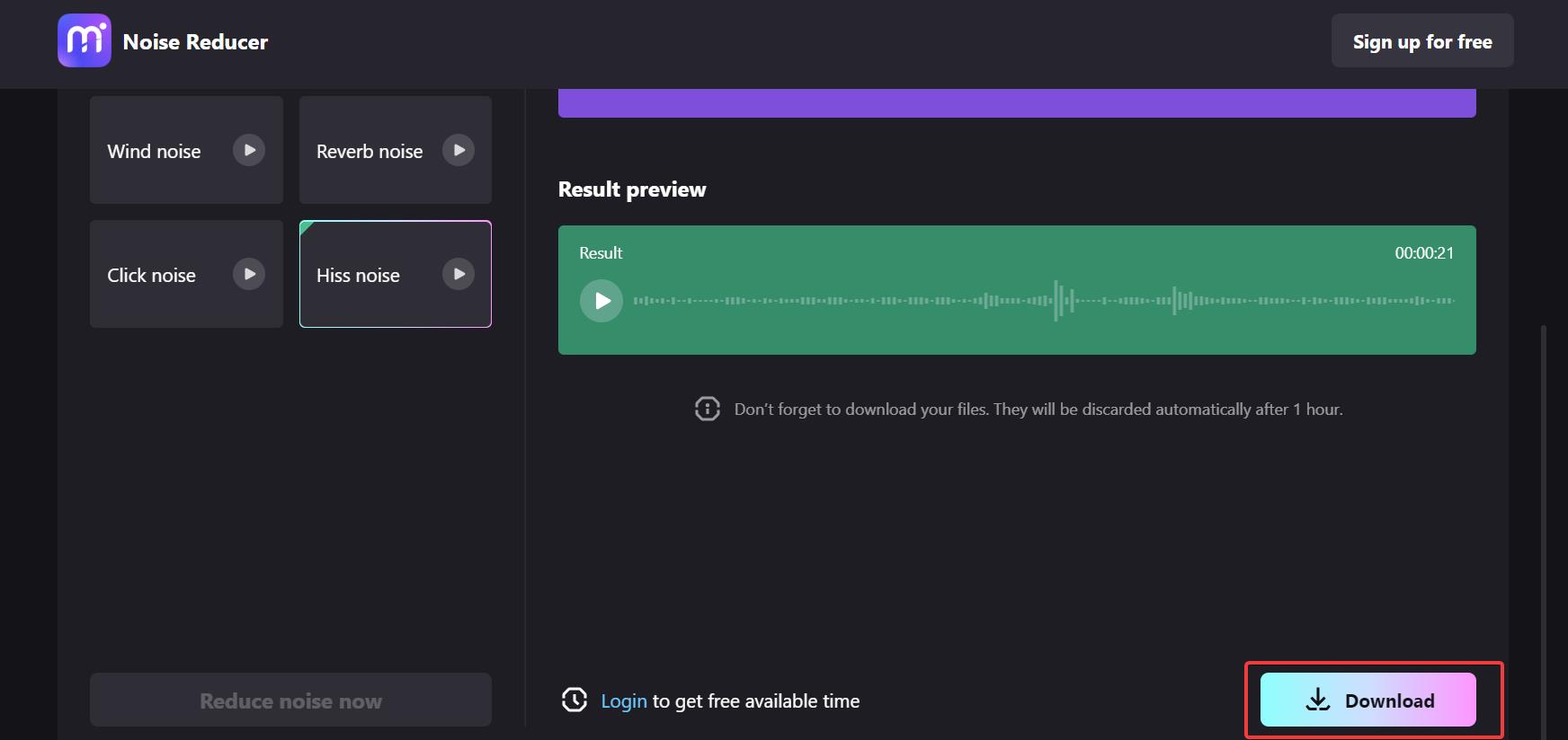 remove background noise with media.io step 4