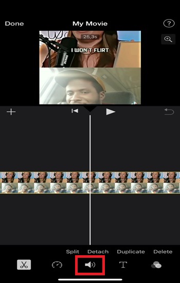 supprimer le son sur l'iphone avec imovie etape 4