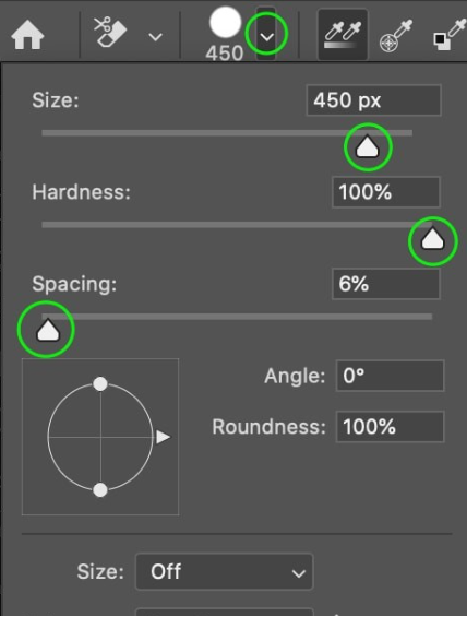 adjusting settings for eraser tool