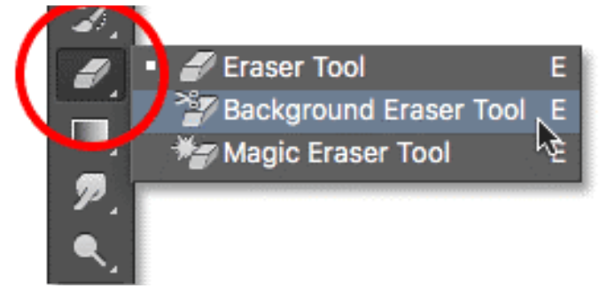 selecting background eraser tool