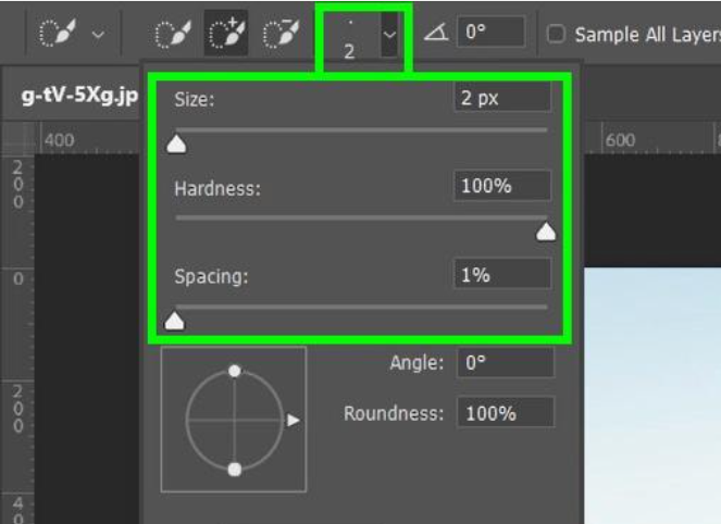 adjusting brush settings