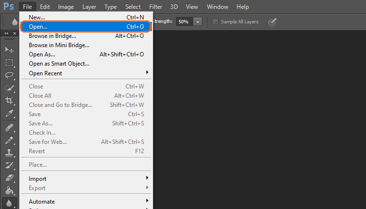 Photoshop에서 파일 열기
