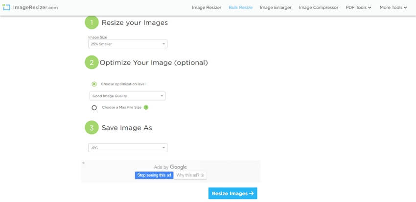 free online image resizer inches