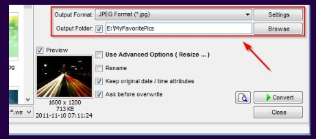 faststone photo resizer output format