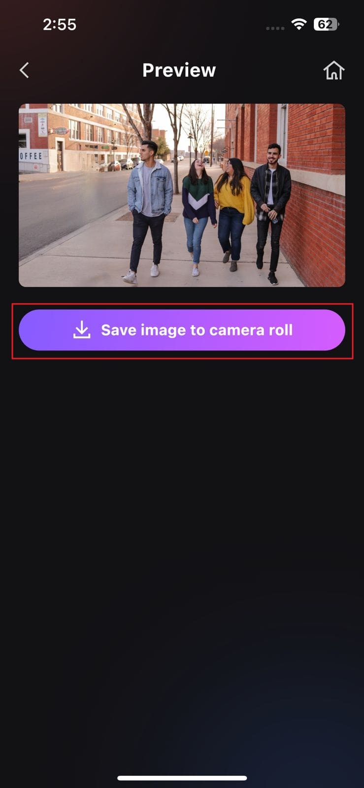 tap on save image to camera roll