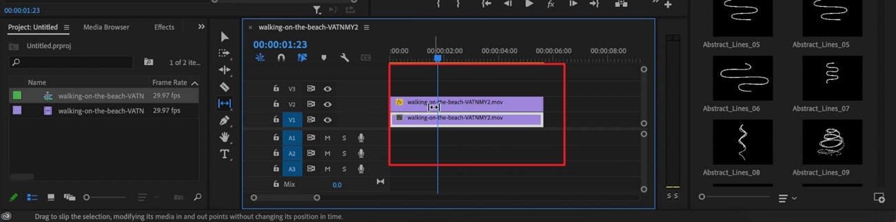 utilizar la herramienta de deslizamiento para ajustar el tiempo