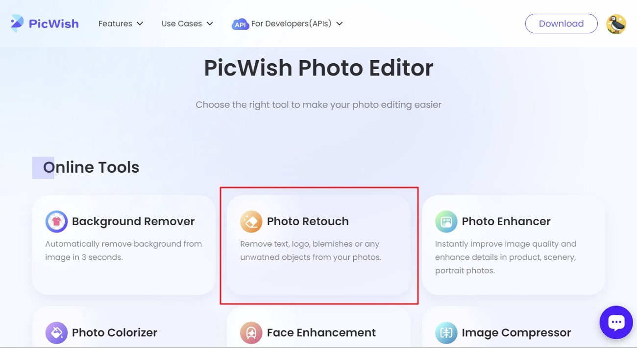 select the photo retouch tool