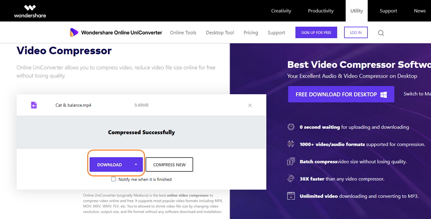 Download Video File in Online UniConverter