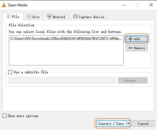 VLC compress video step 2