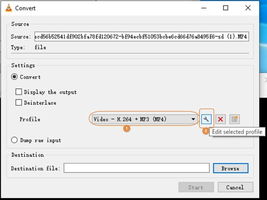 VLC compress video step 3